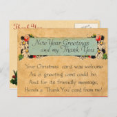 ヴィンテージな新年とありがとう ポストカード (正面/裏面)
