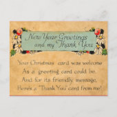 ヴィンテージな新年とありがとう ポストカード (正面)