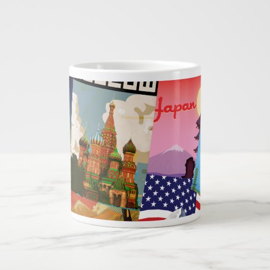 ヴィンテージな旅行ポスター ジャンボコーヒーマグカップ (正面)