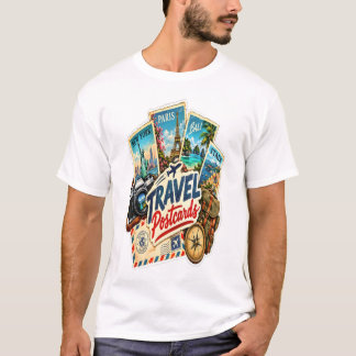 ヴィンテージな旅行ポストカードステッカー - レトロな世界 Tシャツ