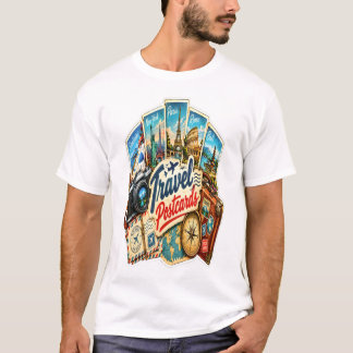 ヴィンテージな旅行ポストカードステッカー - レトロな世界 Tシャツ