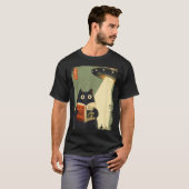 ヴィンテージな日本猫書籍愛好家UFOエイリアン Tシャツ (正面フル)