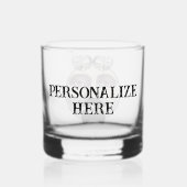 ヴィンテージな月のお酒の人ヒゲ蝶ネクタイ ウイスキーグラス (正面)