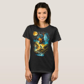 ヴィンテージな月へ吠えるドーベルマン Tシャツ (正面フル)