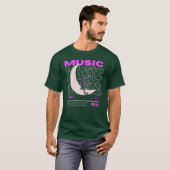 ヴィンテージな月面の音楽猫 Tシャツ (正面フル)