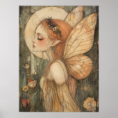 ヴィンテージな森の妖精の花冠 ファンタジーアート ポスター (正面)