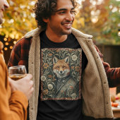 ヴィンテージな森の紳士キツネのイブニングドレス Tシャツ