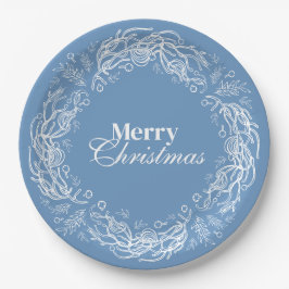 ヴィンテージな植物のメリークリスマス ペーパープレート