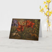 ヴィンテージな植物園の野生動物油絵 カード (黄色い花)
