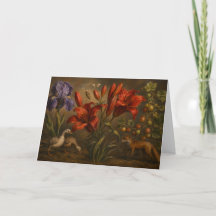 ヴィンテージな植物園の野生動物油絵