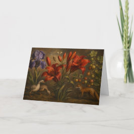 ヴィンテージな植物園の野生動物油絵 カード