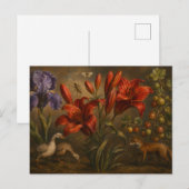 ヴィンテージな植物園の野生動物油絵 ポストカード (正面/裏面)