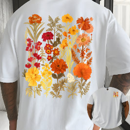 ヴィンテージな植物学アートが魅力のワイルドフラワーガーデン Tシャツ
