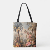 ヴィンテージな植物画とヤシの木 トートバッグ (裏面)