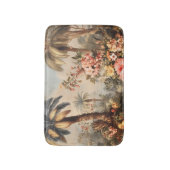 ヴィンテージな植物画とヤシの木 バスマット (正面縦)