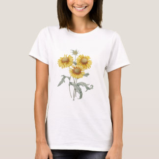 ヴィンテージな植物画のひまわり。P.J.ルドゥーテ Tシャツ