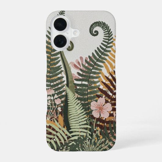 ヴィンテージな植物画のシダ iPhone 16ケース (裏面)
