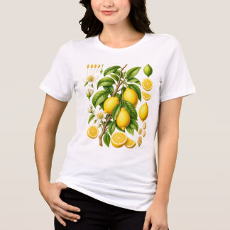 ヴィンテージな植物画 レモンのイラスト トライブレンドTシャツ