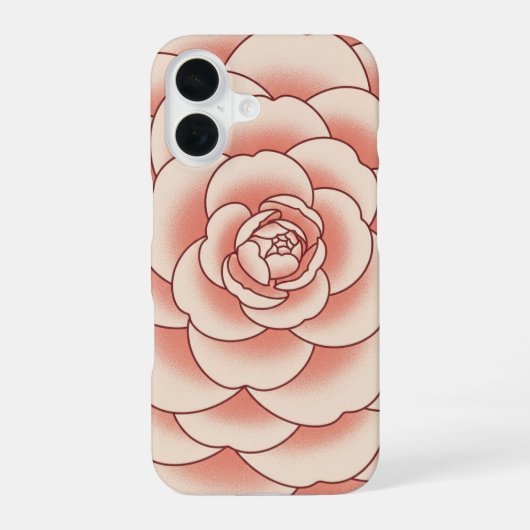 ヴィンテージな椿のイラスト iPhone 16ケース (裏面)