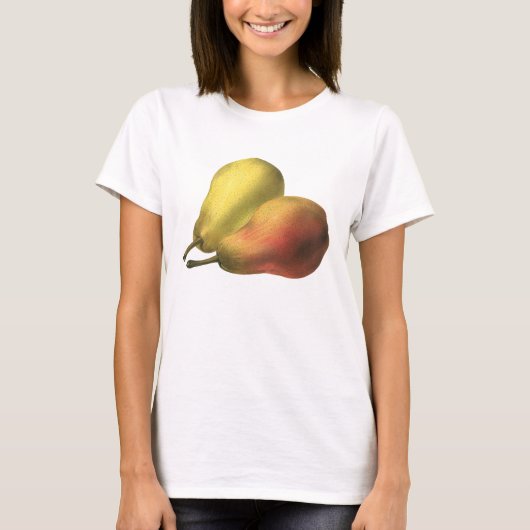 ヴィンテージな洋梨、有機食品、熟した果物 Tシャツ (正面)