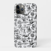 ヴィンテージな海の生き物柄 ブラック ホワイト Case-Mate iPhoneケース (裏)