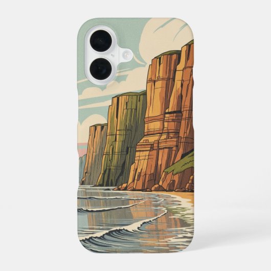 ヴィンテージな海岸の崖 iPhone 16ケース (裏面)