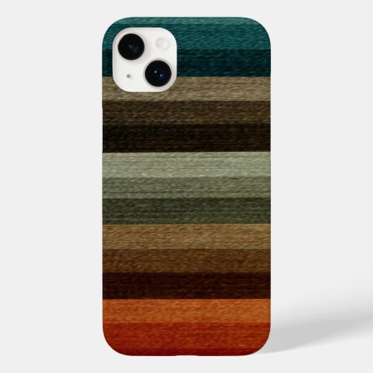 ヴィンテージな温かみのある秋のストライプ柄、アースカラー Case-Mate iPhoneケース (裏面)
