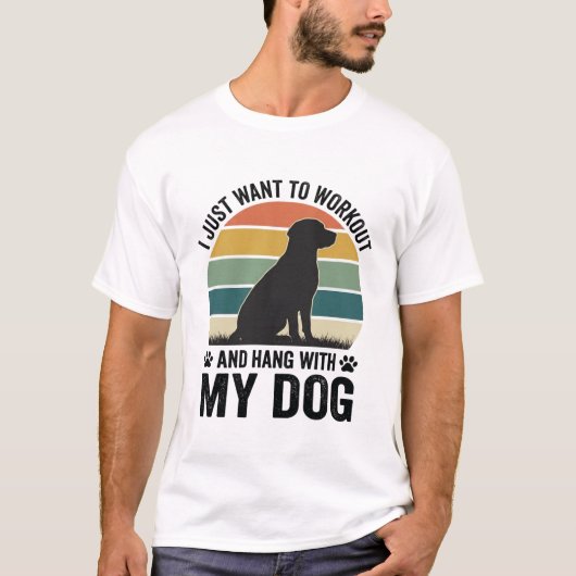 ヴィンテージな犬好きのためのデザイン：運動と愛犬との時間 Tシャツ (正面)