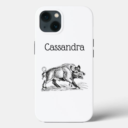 ヴィンテージな猪のモノクロドローイング BW #2 Case-Mate iPhoneケース (裏面)