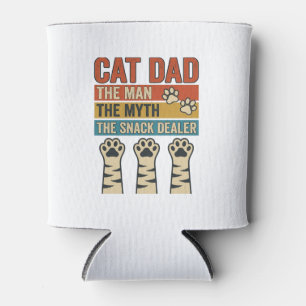 ヴィンテージな猫好きのための「Cat Dad The Snack Dealer」Tシャツ_1 缶クーラー