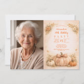 ヴィンテージな秋のかぼちゃの90歳の誕生日 招待状 (正面)