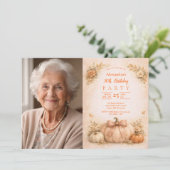 ヴィンテージな秋のかぼちゃの90歳の誕生日 招待状 (スタンド正面)
