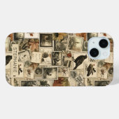 ヴィンテージな秋のエフェメラコラージュ | 田舎風の鳥 (2) Case-Mate iPhoneケース (裏面 (横))