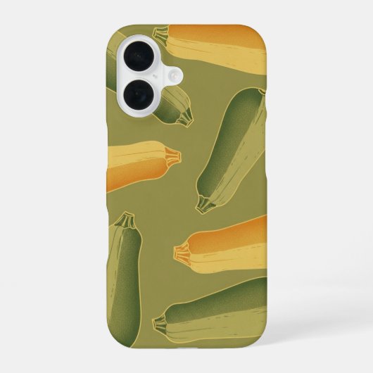 ヴィンテージな細長いズッキーニ柄 iPhone 16ケース (裏面)