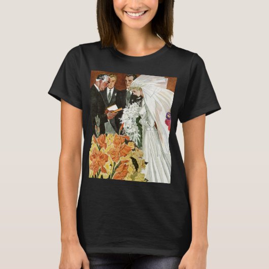 ヴィンテージな結婚式の花嫁と花婿 Tシャツ (正面)