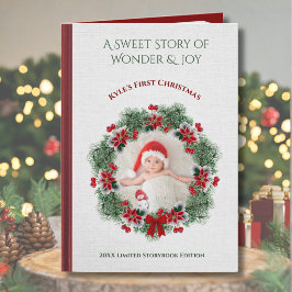 ヴィンテージな絵本の赤ちゃんの初めてのクリスマス写真 シーズンカード