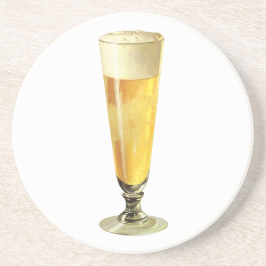 ヴィンテージな背の高い冷たいビール、アルコール飲料 コースター (正面)