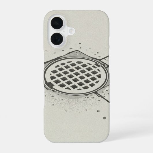 ヴィンテージな街の排水溝カバー iPhone 16ケース (裏面)