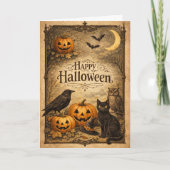 ヴィンテージな装飾のハロウィン カード (正面)