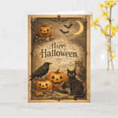 ヴィンテージな装飾のハロウィン カード (黄色い花)