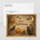 ヴィンテージな装飾のハロウィン シーズンポストカード (正面/裏面)