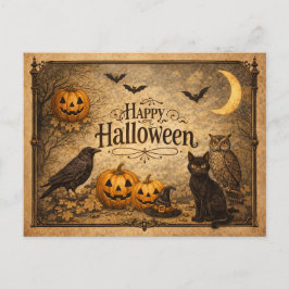 ヴィンテージな装飾のハロウィン シーズンポストカード