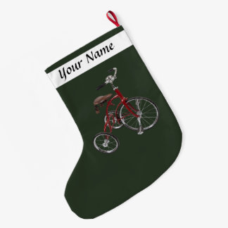 ヴィンテージな赤い三輪車 ラージクリスマスストッキング