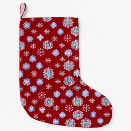 ヴィンテージな赤い雪の結晶 スモールクリスマスストッキング