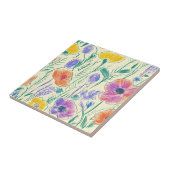 ヴィンテージな野の花のスケッチ (6) タイル (側面)