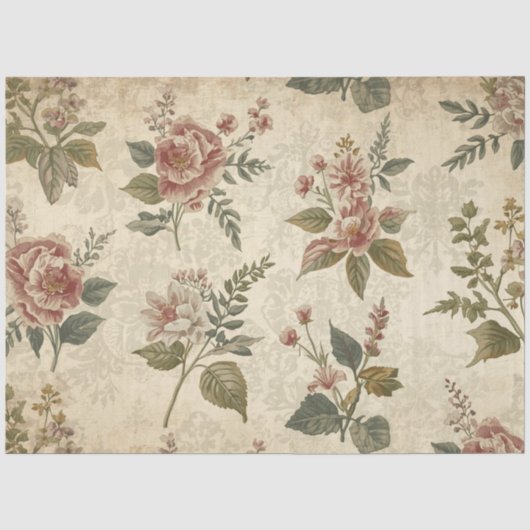 ヴィンテージな野の花のデコパージュ・ティシュペーパー 薄葉紙 (正面)