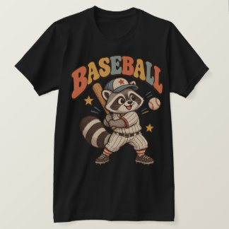 ヴィンテージな野球場風の面白いアライグマTシャツ Tシャツ