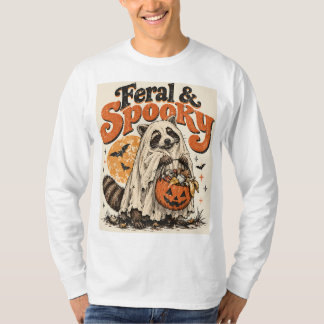 ヴィンテージな野生のアライグマの幽霊のハロウィーンTシャツ Tシャツ