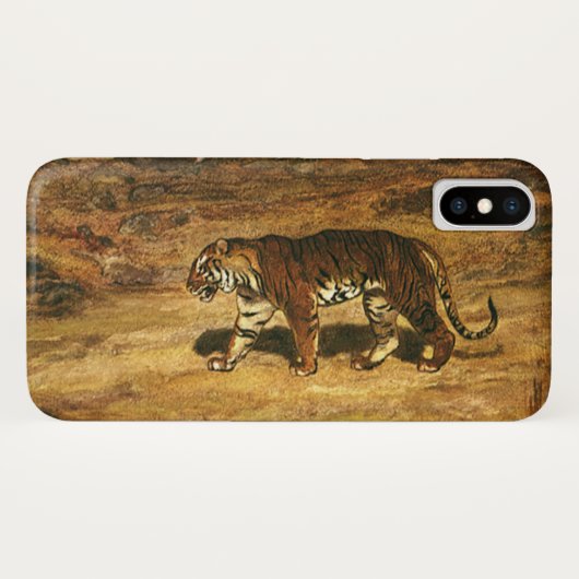 ヴィンテージな野生動物、ベンガルトラが平原を徘徊する Case-Mate iPhoneケース (裏面(横))