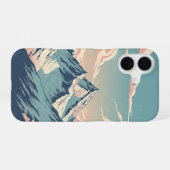ヴィンテージな雪に覆われた山々 iPhone 16ケース (裏面横)